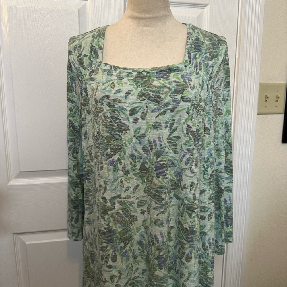 LOGO by Lori Goldstein Printed Square Neck Top